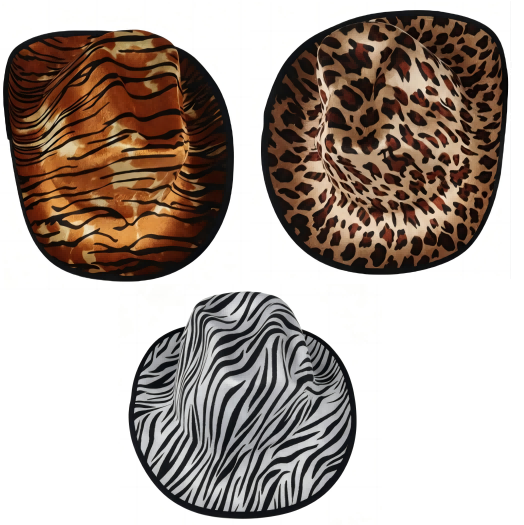 Leopard Print Cowboy Hat, Zebra Tiger Pattern Western Party Costume Accessory