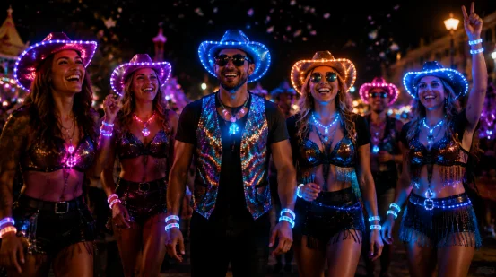 LED cowboy hats at carnival parade
