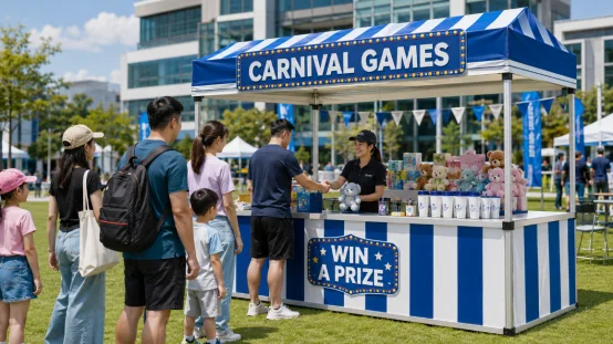 Pop-up carnival booth for corporate events